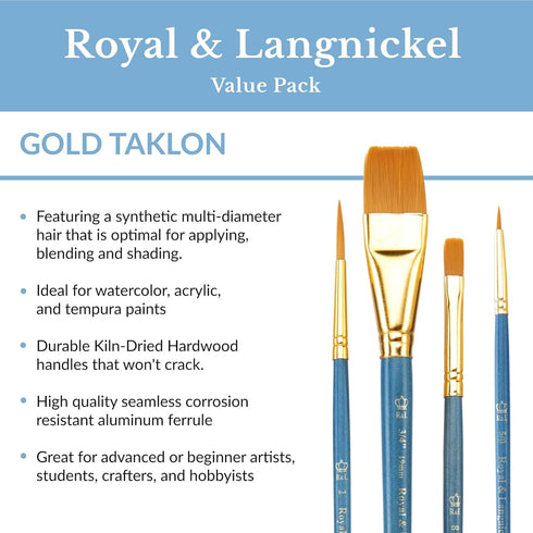 Royal Brush Manufacturing Royal and Langnickel Zip N' Close 12-Piece Brush Set, Medium Gold Taklon...