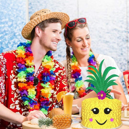 Palksky Glitter Big Pineapple Cake Topper Set With Eyes, Dimple, Mouth/Tropical Hawaiian Aloha Luau Themed Party Cake Decoration Supplies for Birt...