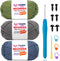 3 Pack Beginners Crochet Yarn Blue Grey Green Cotton Crochet Yarn for Crocheting Knitting Beginners with Easy-to-See Stitches Cotton-Nylon Blend C...