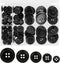 Black Sewing Buttons with Compartment Box, 100 Pcs 5 Sizes Sewing Buttons for Crafts 4-Hole Round Craft Buttons Mixed Resin Buttons for Shirt Pant...