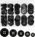 Black Sewing Buttons with Compartment Box, 100 Pcs 5 Sizes Sewing Buttons for Crafts 4-Hole Round Craft Buttons Mixed Resin Buttons for Shirt Pant...