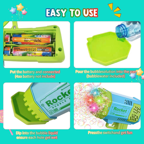 Bubble Machine Gun Mini Bubble Gun for Toddlers, Bubble Maker Blower Toys with Lights,4000+ Bubbles Per Minute for Boys Girls Toddlers Outdoor Ind...