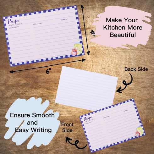 Recipe Cards 4x6 Inch, Cut Thicken Card Stock Double Sided Recipe Cards, 50-Pack (Seasoning)...