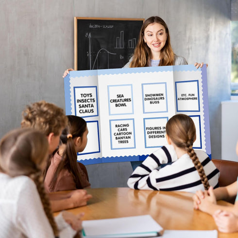 90 Pcs Science Fair Board Supplies Include 72 Trim Scalloped Bulletin Board Borders 18 Presentation Board Subtitles for Classroom Office Display B...