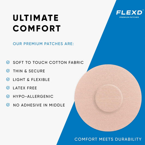 Flexd - Libre 3 Sensor Covers Waterproof, Freestyle Adhesive Patches (Pack of 30) Round, Tan...