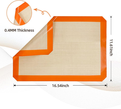 Silicone Baking Mat, Set of 2 Baking Pads Cookit Sheet, Non-Stick Oven-Bake Cover Runner for Making Macaroons, Cookies, Easy Clean & Reusable, 16....