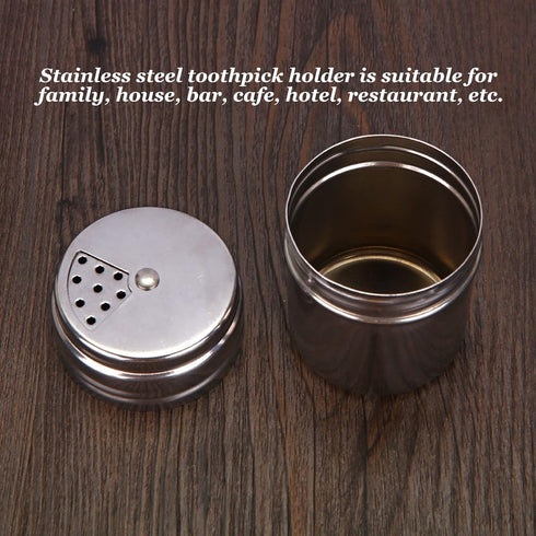 2 Pack Stainless Steel Toothpick Holders Toothpick Dispensers, Storage Organizer Thickening Toothpicks Container, Silver Toothpick Storage Box Too...