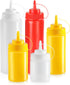 New Star Foodservice 26238 Squeeze Bottles, Plastic, Wide Mouth, 24 oz, Clear, Pack of 6...