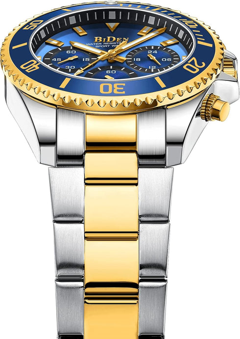 BIDEN Mens Watches Chronograph Stainless Steel Waterproof Date Analog Quartz Watch Business Wrist Watches for Men...