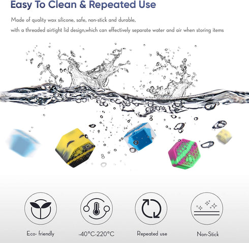 Patelai 5 Pieces Wax Silicone Container Jar Tools Include 26 ml Non Stick Hexagon Honeybee Jar Oil Kitchen Storage Container with 5 Inch Wax Mat P...