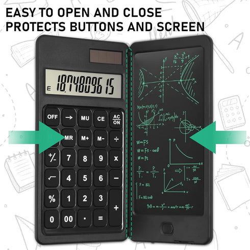 EooCoo Scientific Calculator with Notepad,10-Digit Large Display Office Desk Calcultors,Support Solar and Battery,Foldable Calculator for Students...