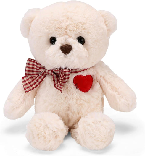 Small Teddy Bear with Heart Cute White Teddy Bear Stuffed Animal Valentine's Day Soft Stuffed Bear Plush Bear Plushie Toys Gifts for Girlfriend Bo...