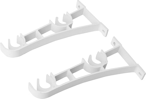AddGrace Double Curtain Rod Brackets Set of 4 for Drapery Rod Window Hardware Rod Holders (White)...