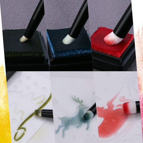 Mini Blending Brushes for Card Making, Dry Brush Miniature Painting Background Blender Paint Brushes Small Detailed Paint Brushes (3 Pack)...