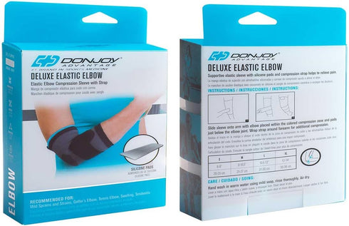 DonJoy Advantage DA161ES02-BLK-S Deluxe Elastic Elbow for Sprains, Strains, Golfer's and Tennis Elbow, Swelling, Black, Small 8", 9"...