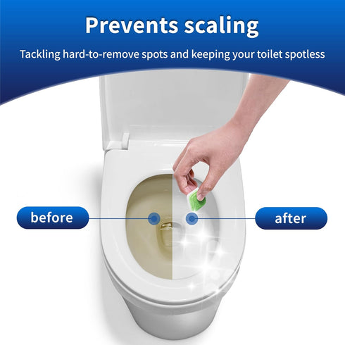 Toilet Bowl Cleaner Tablets, Leaves Bowl Sanitary, Freshens, Deodorizes, Descales & Repels Tough Stains, Helps Prevent Limescale Buildup, Safe for...
