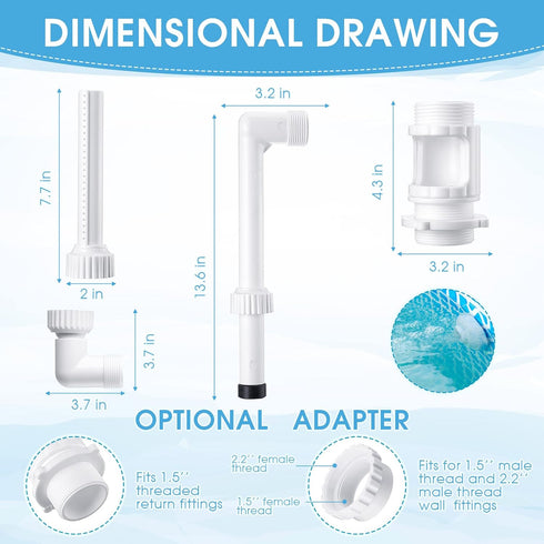 Pool Fountains for Above and Inground Pools Dual Spray Pool Waterfall Fountain Adjustable Waterfall Pool Sprinkler Fountain with Adapter Pool for ...