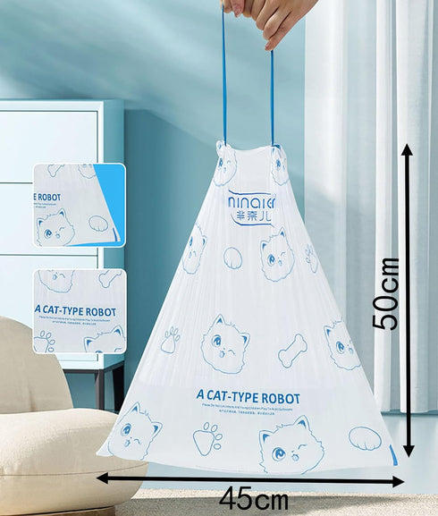 White Printing Trash Bags, 100 Counts 4 Gallon 45x50Cm Kitchen Small Trash Bags with Drawstring for Bathroom, Office, Home Garbage Bags (100 Pcs)...