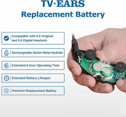 TV · EARS Replacement Battery Original & Digital Headsets - Reliable Power Source for Your Headsets - Rechargeable Long-Lasting Battery up to 6 Ho...