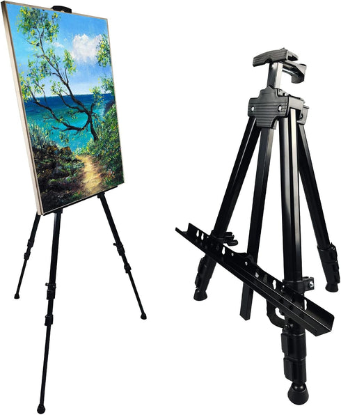 Portable Artist Easel Stand, Metal Tripod Adjustable Easel for Painting Canvases Height from 17 to 66 Inch,Carry Bag for Table-Top/Floor Didplayin...