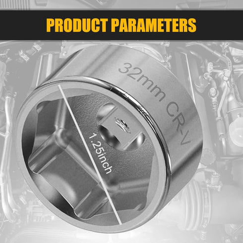 Pack-1 Car Oil Filter Wrench, 6-point 3/8" Low-profile Drive Oil Pan Filter Special Socket Wrench, for 32mm Oil Filter Cap, Universal Oil Pan Disa...