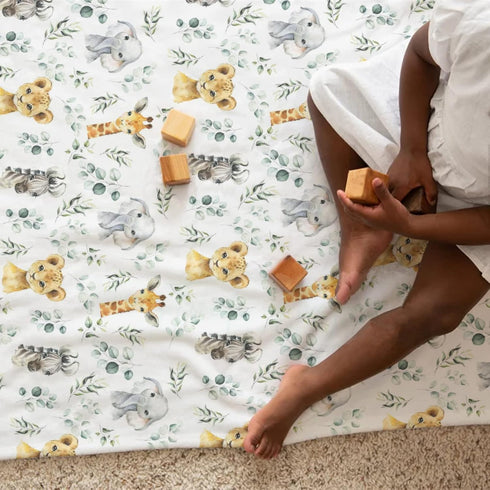 Safari Jungle African Animal Eucalyptus Leaf Baby Blanket Boys Gift, Elephant Giraffe Zebra Lion Flannel Fleece Nursery Bed Blankets, Lightweight ...