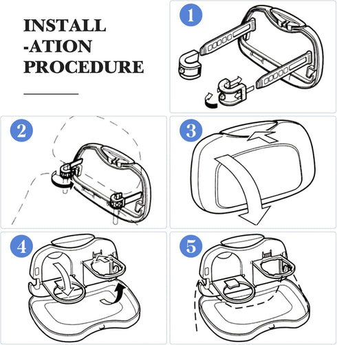 DOITOOL Car Headrest Seat Back Dining Table, Multi- Functional Foldable Car Seat Tray, Cup Holder Drink Pocket Food Tray Universal Liberate Your H...