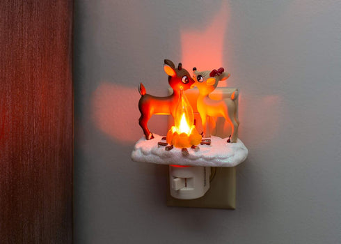 Rudolph The Red Nosed Reindeer Night Light with Flickering Flame, 5 1/4 Inch...