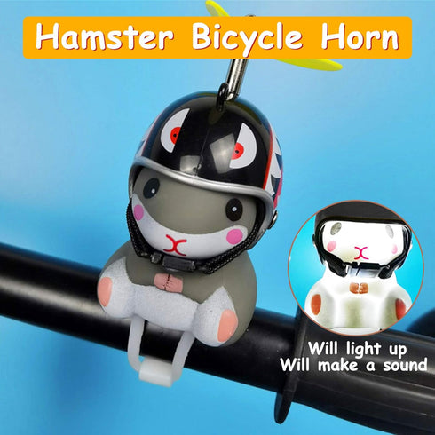 wonuu Duck Bike Bell with Light and Helmet Cute Hamster Bicycle Horn, Dashboard Decoration Hamster Toy Motorcycle Bike Bells Rubber Duck Car Dashb...