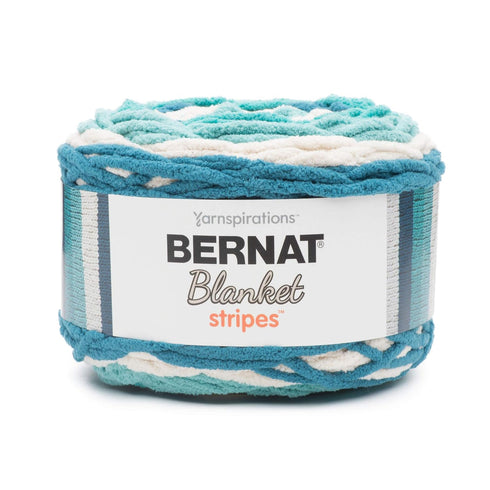 Bernat Blanket Stripes Yarn, 10.5 oz, Gauge 6 Super Bulky Chunky, Teal Deal...