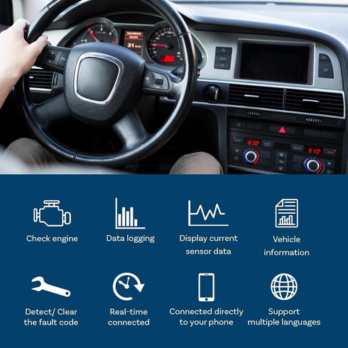 MMOBIEL OBD2 Scanner Bluetooth - Car Scanner Compatible with iOS, iPhone, iPad and Android – OBD2 Reader Car Diagnostic Tool Wireless OBD Car Code...