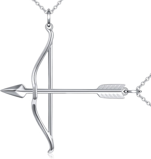 DAOCHONG S925 Sterling Silver Mens Womens Bow Arrow Couple Lovers Pendant Bff Friendship Best Friend Necklace Matching Valentine Day Gift for Wome...