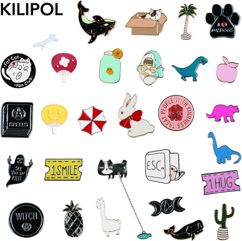 20 PCS Mixed Enamel Brooch Pins Bulk Set | Decoration Lapel Pin Clothes Accessories Birthday Christmas Festival Gift for Girls Women, No Repetitio...