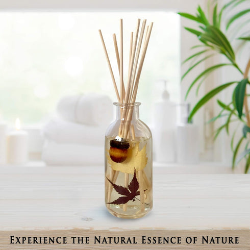 Urban Naturals Autumn Harvest Scented Oil Reed Diffuser | Fall Home Decor with Real Leaves & Botanicals | Creamy Pumpkin Pie, Nutmeg, Maple & Vani...