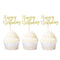 Ercadio 24 Pack Happy Birthday Cupcake Toppers Gold Glitter Celebrating Birthday Cake Picks Baby Shower Kids Birthday Party Decoration Supplies…...