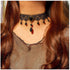 Boho Crystal Lace Choker Necklace Black Teardrop Necklace Choker Gothic Droplet Crystal Collar Necklace Retro Vintage 90s Necklace Chain Jewelry f...