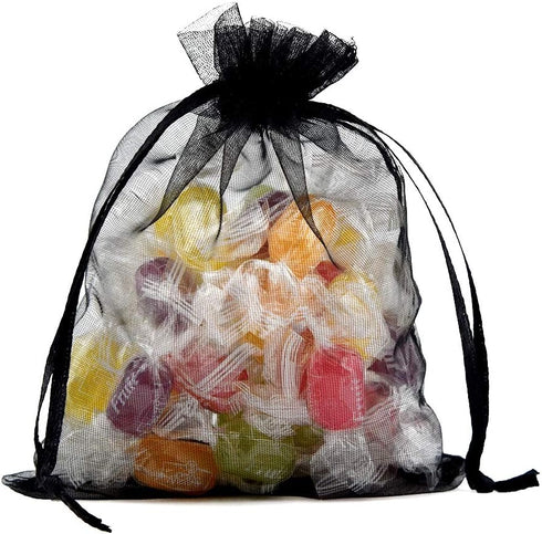 50pcs Organza Bags 3.54''x4.33''(9x11cm) Satin Drawstring Organza Pouch Wedding Party Favor Gift Bag Jewelry Watch Bags -Black...