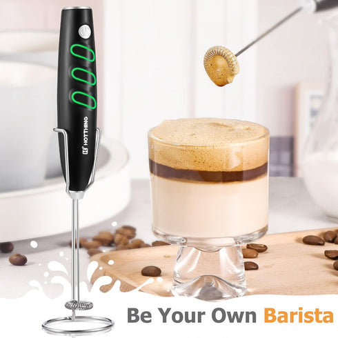 Milk Frother for Coffee, Hand Mixer, Handheld Electric Whisk, Battery Operated Drink Mixer for Latte, Cappuccino, Hot Chocolate, Matcha (Red)...