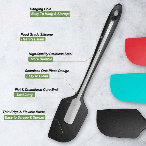 3 Pack Large Silicone Spatula for Kitchen,600°F Heat resistant Rubber Spatulas for Baking,Cooking, Scraping,and Mixing,Non Stick Kitchen Utensils,...