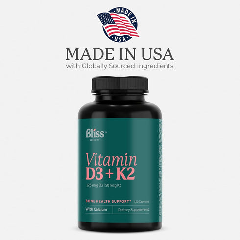 Vitamin D3 K2 - Vitamin D3 5000 IU with Vitamin K2 as MK-7, Calcium, and Phosphorus for Ultimate Absorption - Vitamin D Supplements, 120 Vegcaps, ...