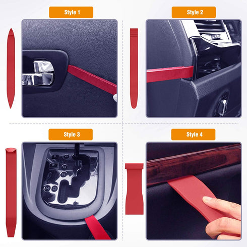 GOOACC 8PCS Auto Trim Scratch Removal Tool Car Audio Dash Panel Window Molding Fastener Remover Tool Kit-Red...