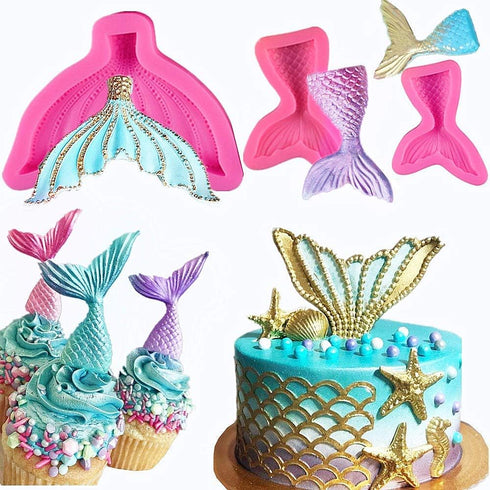 JeVenis 3D Big Mermaid Tail Mold Mermaid Silicone Fondant Mold for Cake Decoration Chocolate Candy Mold Soap Mold...