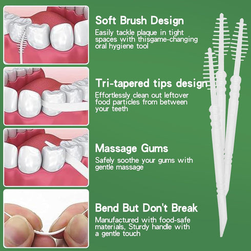 BrushPicks Interdental Toothpicks, Soft Interdental Brushes and Dental Floss Picks 2-in-1, Teeth Plaque Remover 1000 Toothpicks, 2 Pack...
