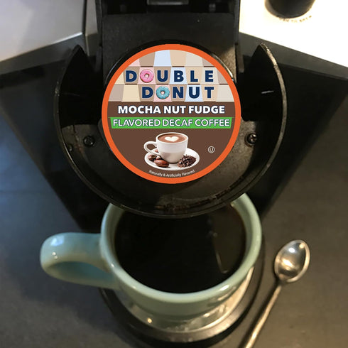 Double Donut Medium Roast Decaf Coffee Pods, Mocha Nut Fudge Flavored, for Keurig K-Cup Machines, 24 Single-Serve Capsules per Box...
