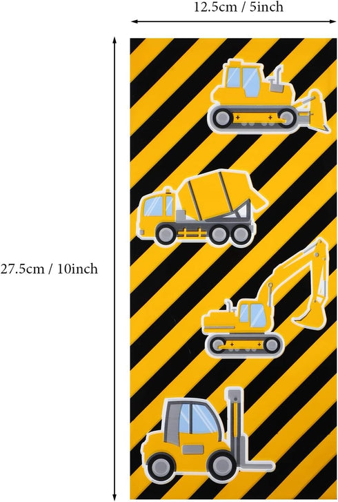 Gejoy 100 Pieces Construction Party Favor Bags Truck Themed Candy Treat Gift Construction Theme Cellophane Bags with 100 Pieces Golden Twist Ties ...