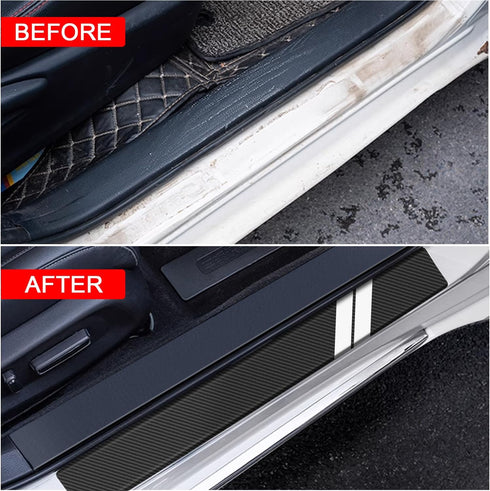 Door Sill Protector for Dodge Charger Challenger Durango Accessories Car Door Entry Guard Sill Protector with Plastic Scraper Carbon Fiber Leather...
