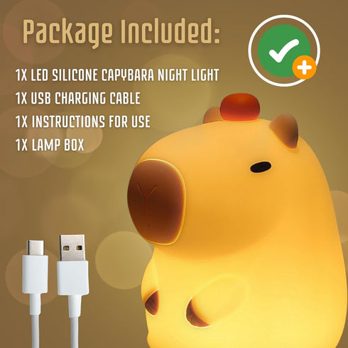 Cute Silicone Capybara Night Light – Soft Animal Kids Night Lights for Bedroom Portable USB Rechargeable Capybara Soft Light Lamp Touch Control Ki...