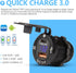 BUNKER INDUST Car Charger Socket Quick Charge 3.0QC,Dual Port USB Type C Outlet with Blue LED Digital Voltmeter,Aluminum Power Adapter 12V/24V Wat...