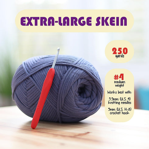 Soft Yarn for Crocheting – Crochet & Knitting Yarn, Beginner Yarn with Easy-to-See Stitches, 250 Yds Amigurumi Yarn, Cotton-Nylon Blend Tshirt Yar...