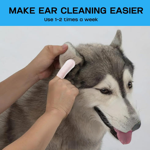 Ear Cleaner Finger Wipes, Dog/Cat Ear Cleaner Wipes Grooming Kit Care to Stop Ear Itching, Gentle Safe, Convenient Finger Wipes - 50 Count...